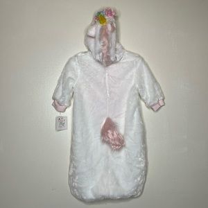 DREAM PLAY IMAGINE Halloween Costume Plush Unicorn One Piece Pink & White 3-6M